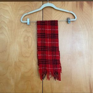 Burberry Wool Blend Red Plaid Scarf